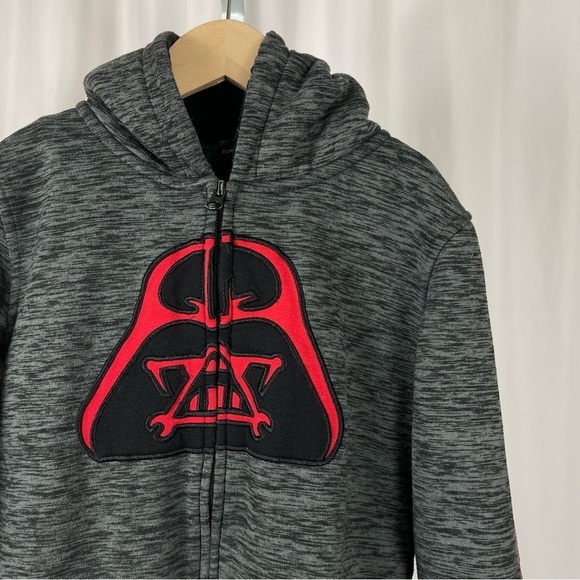 Star Wars Size 7 Darth Vader Sherpa Lined Zip Hooded Jacket Warm Thick - Picture 9 of 9